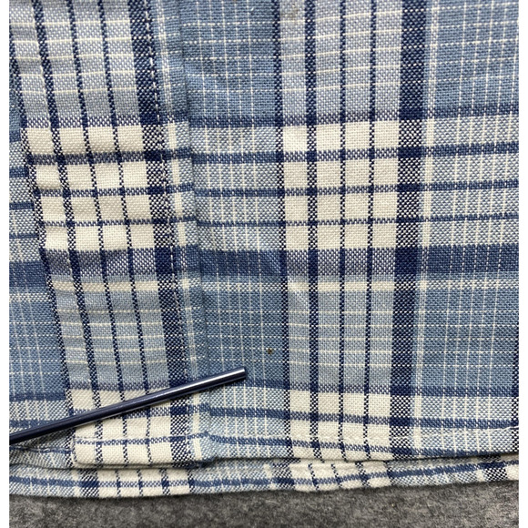 LL Bean Shirt Mens Medium Blue White Plaid Short Sleeve Button Down Stretch - Picture 10 of 12